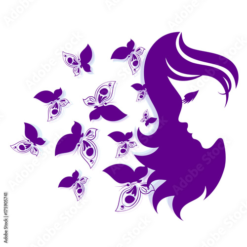 Silhouettes of girls and butterflies