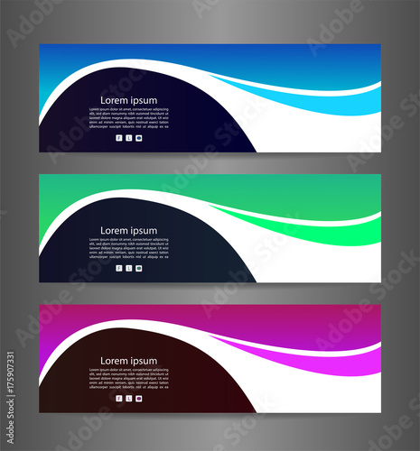 Set three colorful abstract modern banner texture. Vector banner background for web banner design
