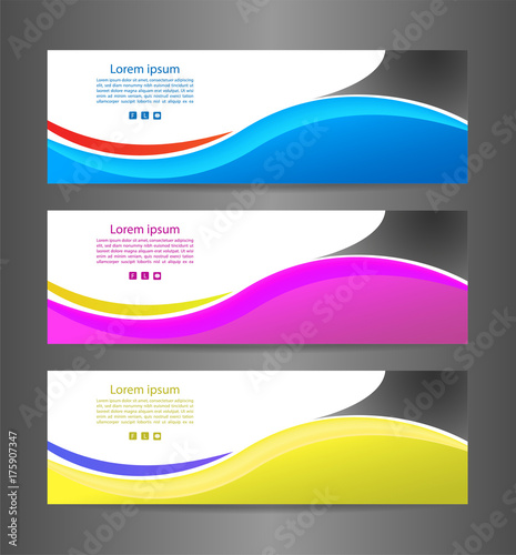Set three colorful abstract modern banner texture. Vector banner background for web banner design