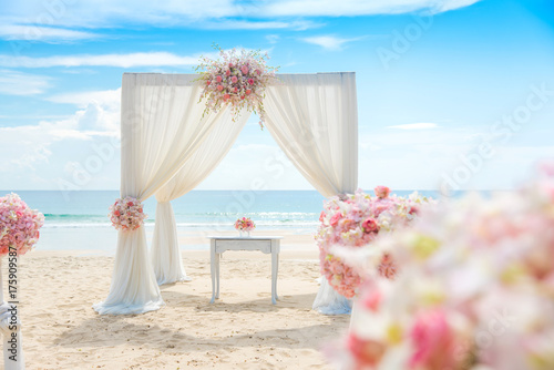 Romantic Wedding setting on the beach.