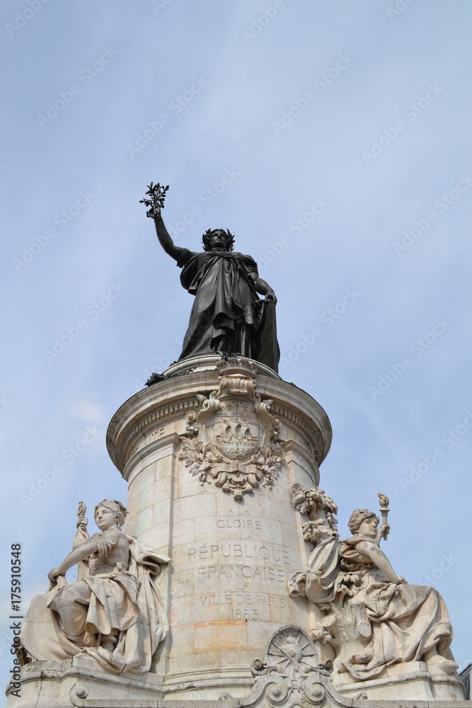 Statue of Marianne, personification of France and symbol of the Republic, located in Place de la Republique, Paris