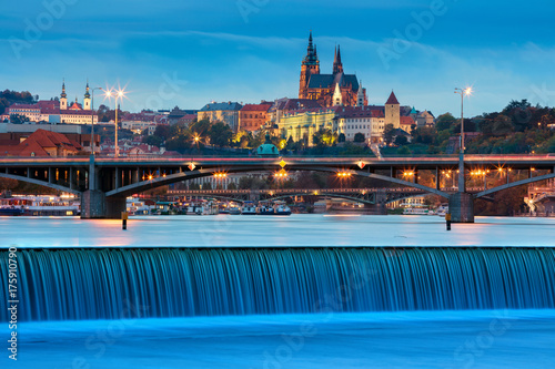 Obraz na płótnie Prague. Image of Prague, capital city of Czech Republic, during twilight blue hour. w salonie