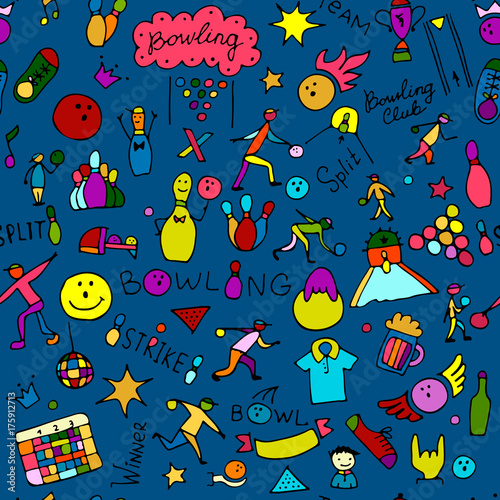 Bowling, seamless pattern for your design