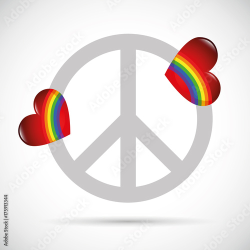 peace symbol mit regenbogenherzen