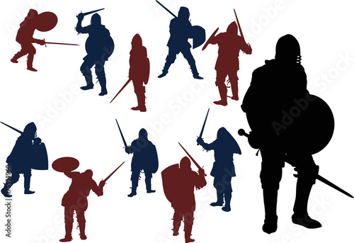 Medieval knight tournament among swordsmans performed by cosplayers