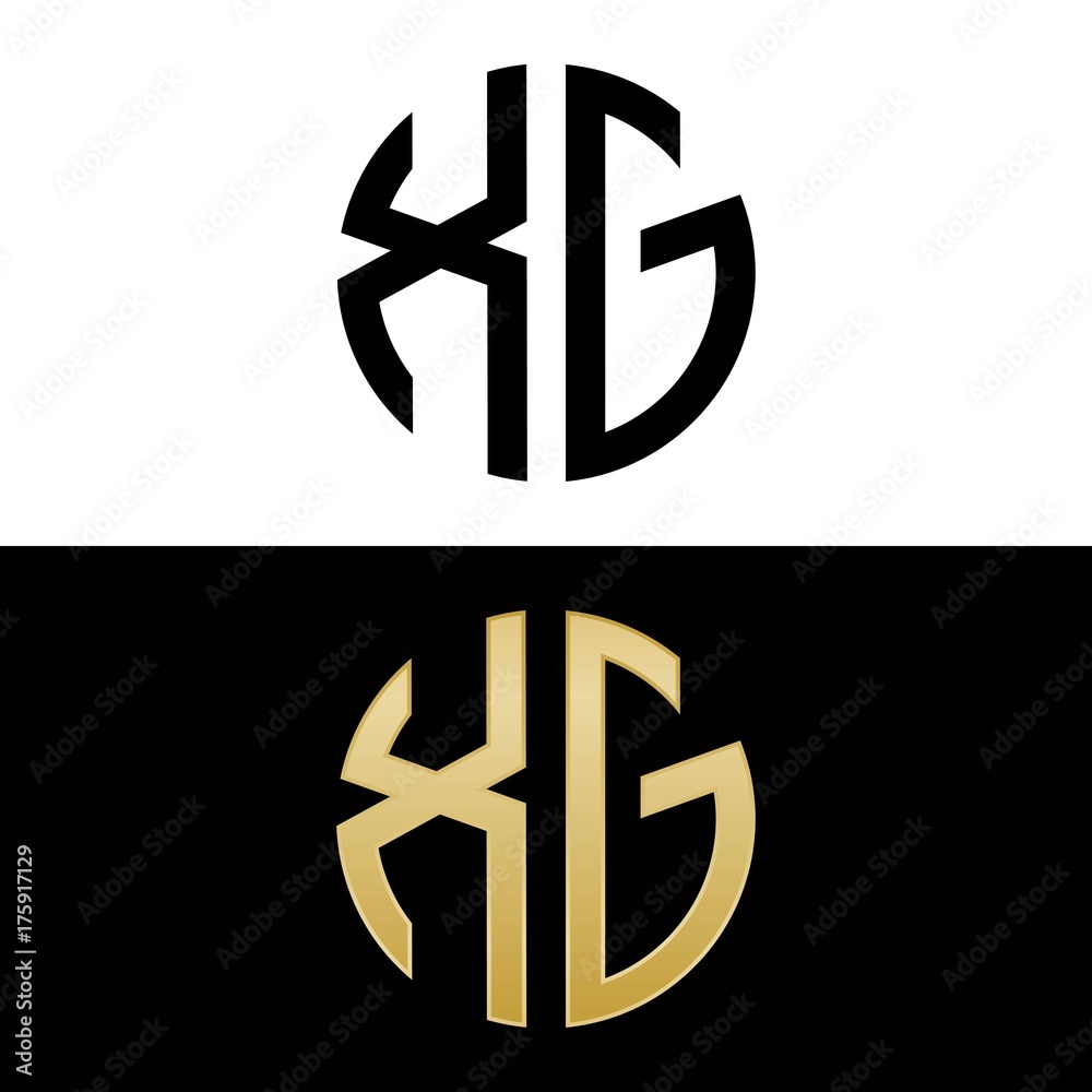 xg initial logo circle shape vector black and gold Stock Vector | Adobe ...