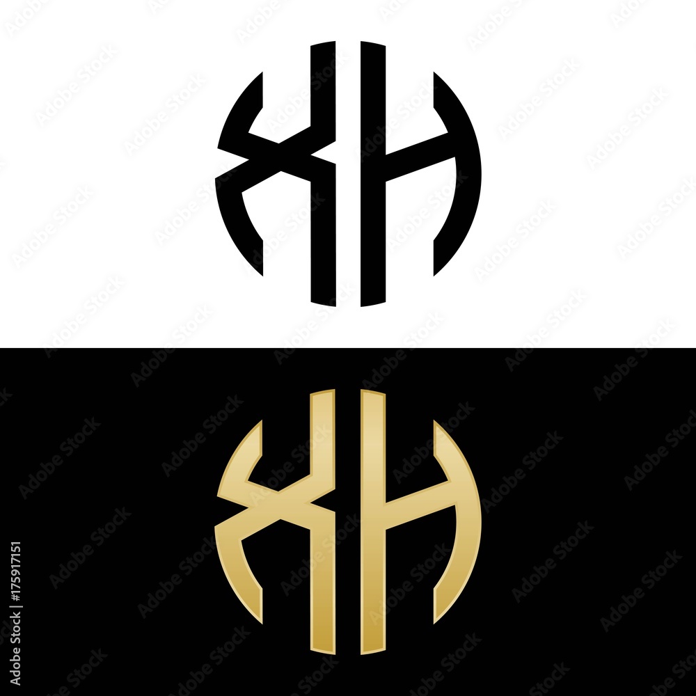 xh initial logo circle shape vector black and gold Stock Vector | Adobe ...
