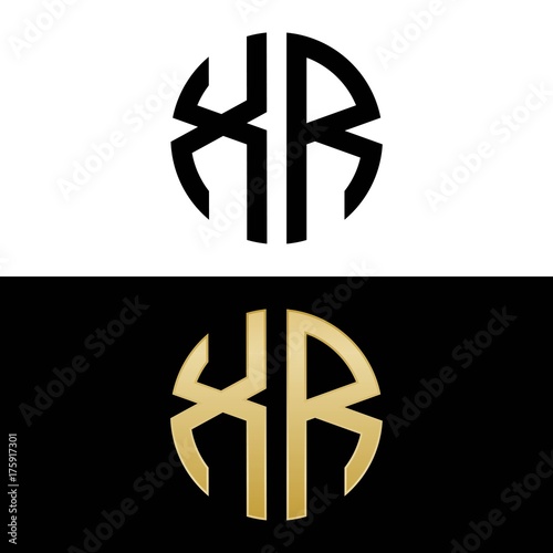 xr initial logo circle shape vector black and gold