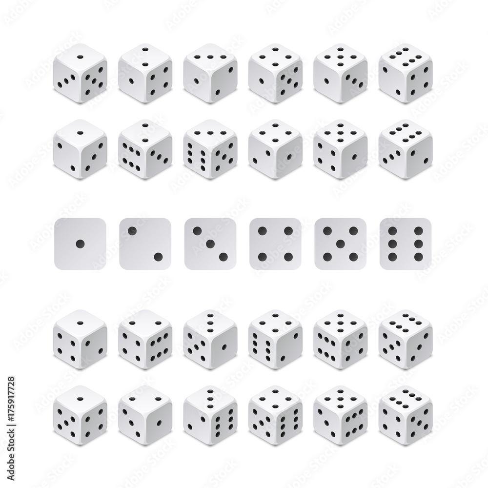 Isometric 3d dice combination. Vector game cubes isolated. Collection for gambling app and casino concept Isometric 3d dice combination. Vector game cubes isolated. Collection for gambling app and casino concept