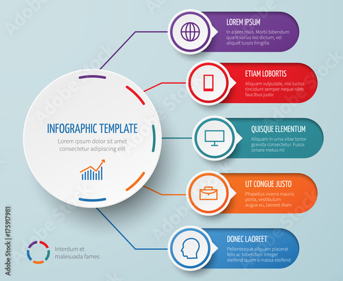 Infographic for business presentation with circular elements and options vector template