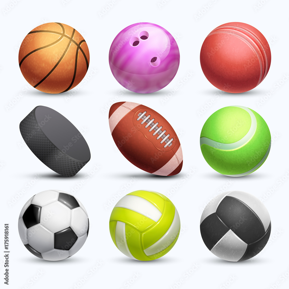 Different 3d sports balls vector collection isolated on white background  Stock Vector | Adobe Stock