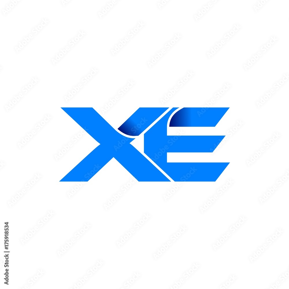xe logo initial logo vector modern blue fold style xe logo initial logo vector modern blue fold style
