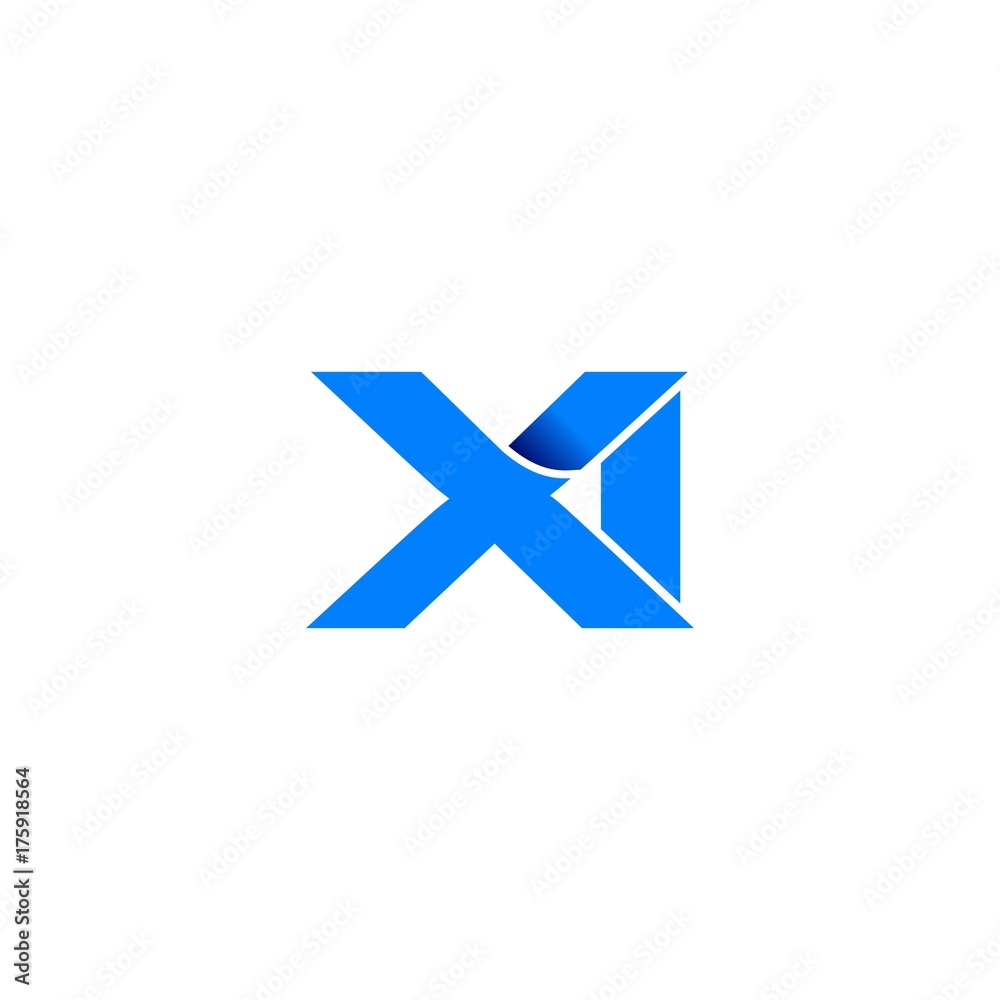 xi logo initial logo vector modern blue fold style