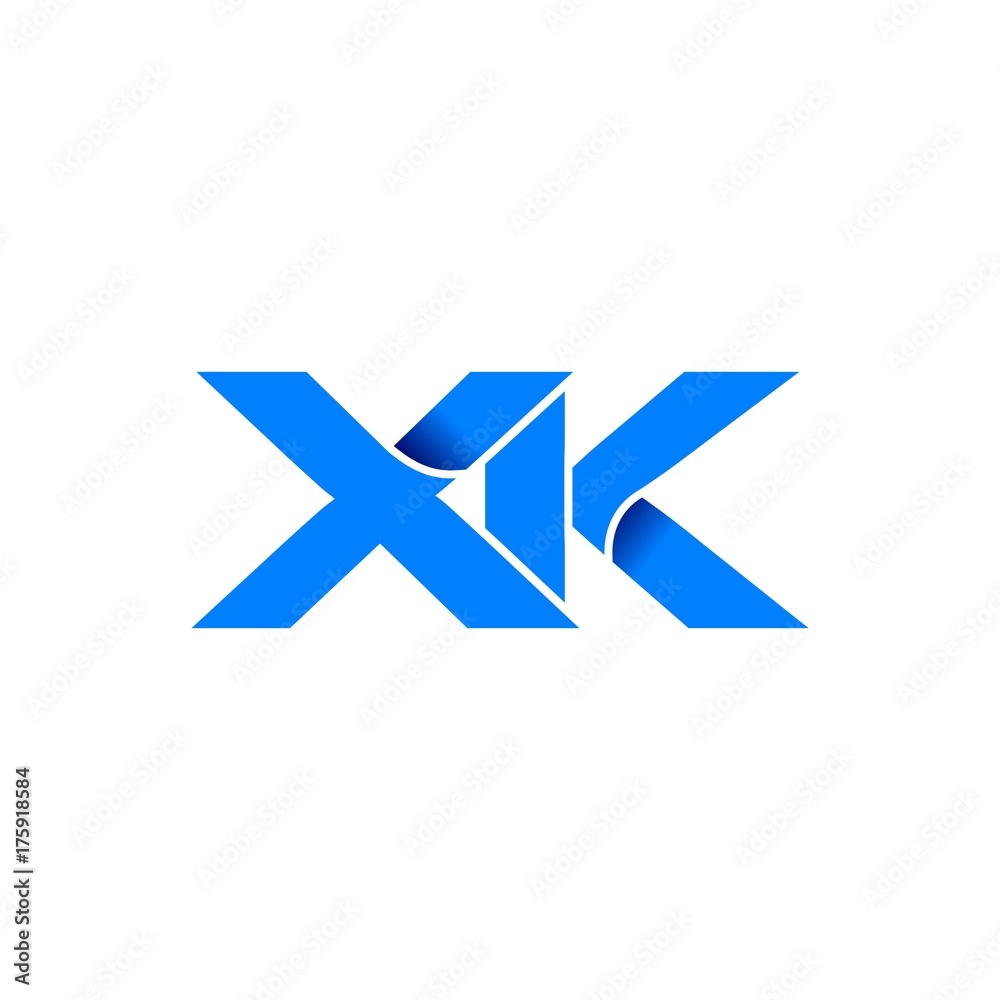 xk logo initial logo vector modern blue fold style xk logo initial logo vector modern blue fold style