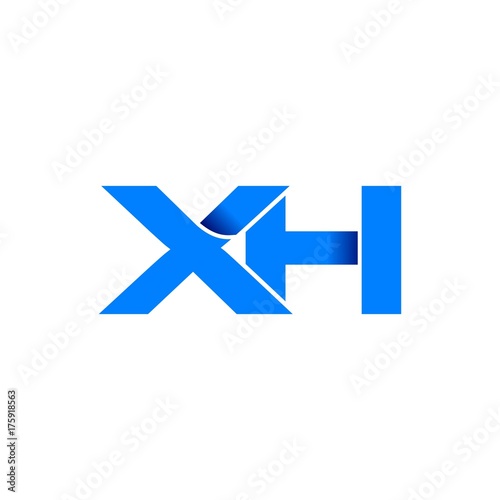 xh logo initial logo vector modern blue fold style
