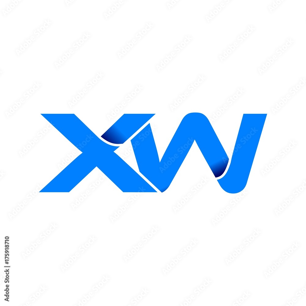 xw logo initial logo vector modern blue fold style xw logo initial logo vector modern blue fold style