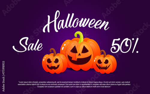 Pumpkin and halloween. Banner sale for holiday