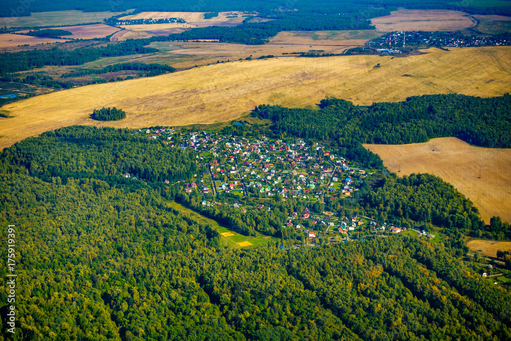 Farmland aerial view at fall