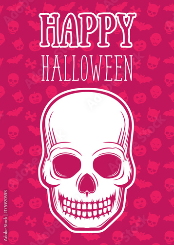 Bild auf Leinwand halloween poster with skull, vector