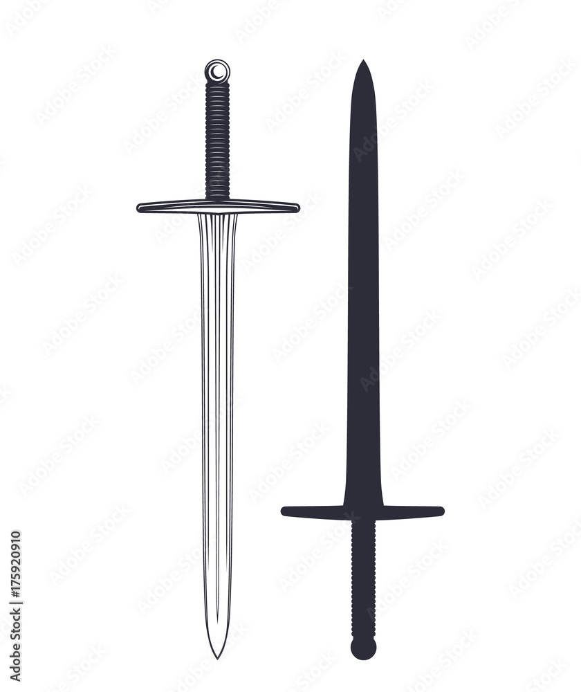 medieval sword isolated on white