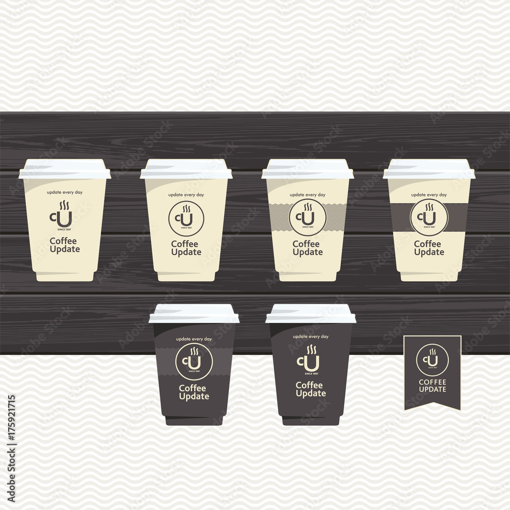 Кубок кофе, кофе обновления, корпоративный стиль, одноразовый стаканчик ...