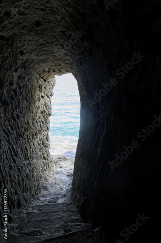 Hidden passage overlooking the sea
