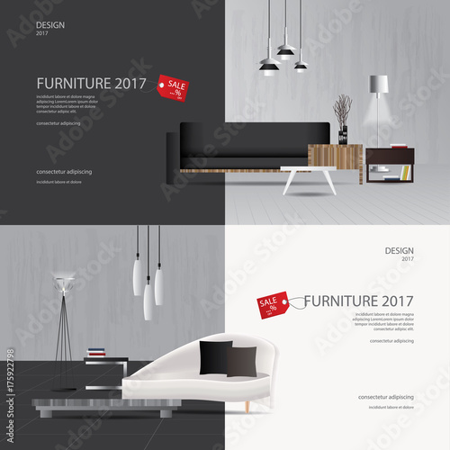 2 Banner Furniture Sale Design Template Vector Illustration