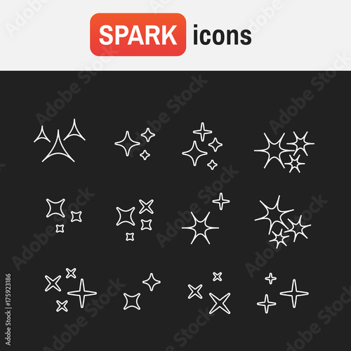 sparkle icon flat. Sparkles icons vector set