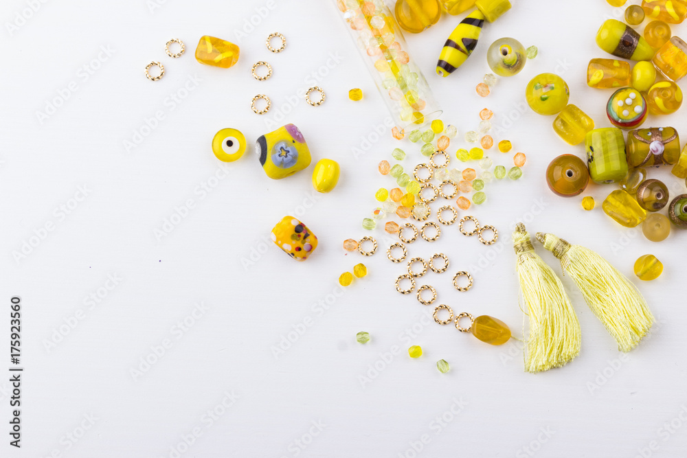 Yellow glass beads