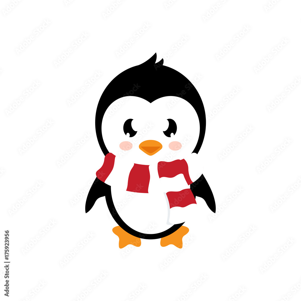 cartoon cute penguin with scarf