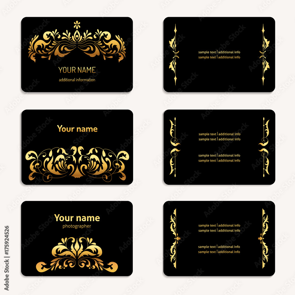 Fototapeta premium Gold business card collection vintage style.