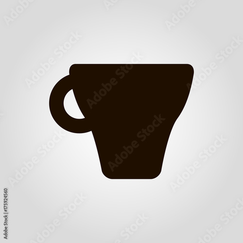 Coffee mug or cup with beans isolated flat vector icon