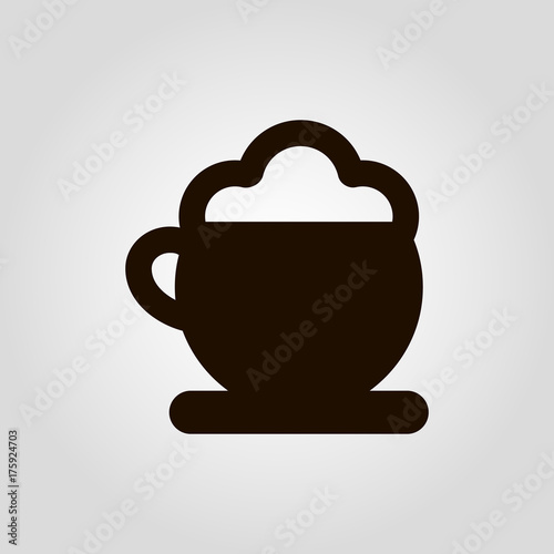 Coffee mug or cup with beans isolated flat vector icon