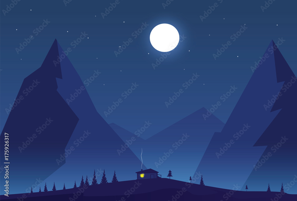 Night mountains landscape