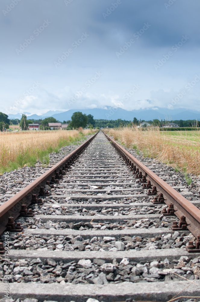 rail tracks with blue sky