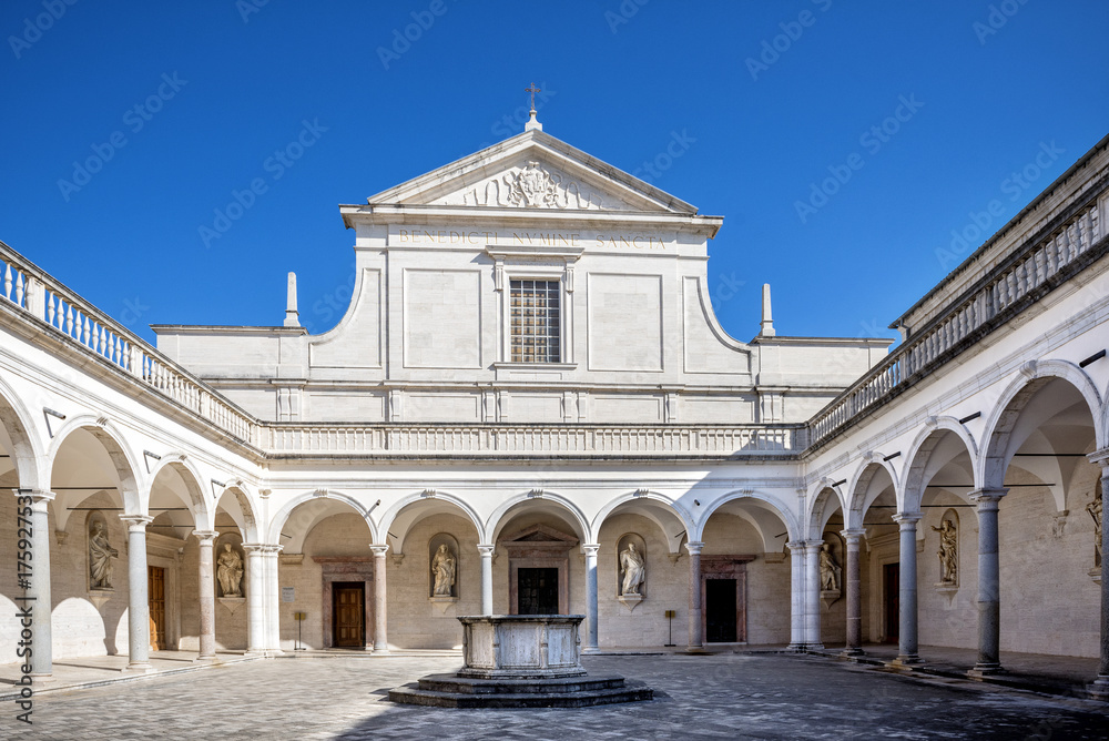 Montecassino, ITALY - FEBRUARY 14, 2017: Interior of the Abbey at Montecassino, The abbey was destroyed by bombing in second World War and rebuilt. Italy