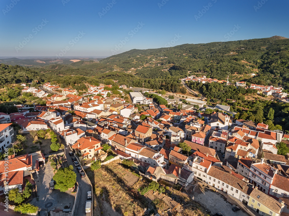 Aerial. Old village of Monchique, view from the sky. Aerial. Old village of Monchique, view from the sky.