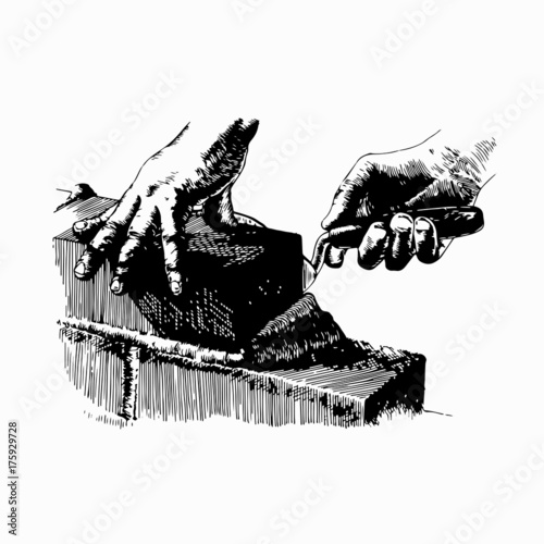 bricklayer hand drawing ink art vector