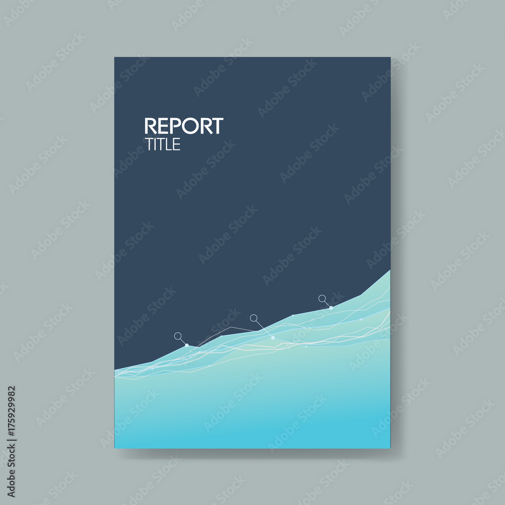 Business report cover template with elegant blue background with In Simple Business Report Template