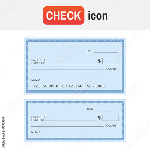 Check template bank. Blank check icon vector