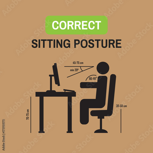 Ergonomic office posture. Correct sitting posture correct position of persons