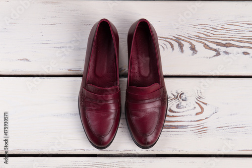 Pair of burgundy leather shoes
