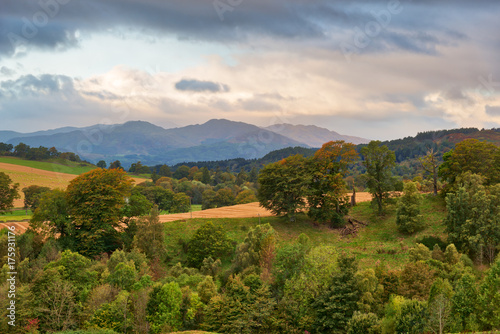 Scottish Mountains over Crieff Scotland at Autumn.