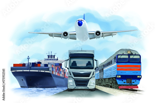 watercolor Transportation vector illustration