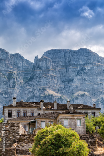 old stone houses in the village Papingo of Zagorochoria, Epirus, Western Greece