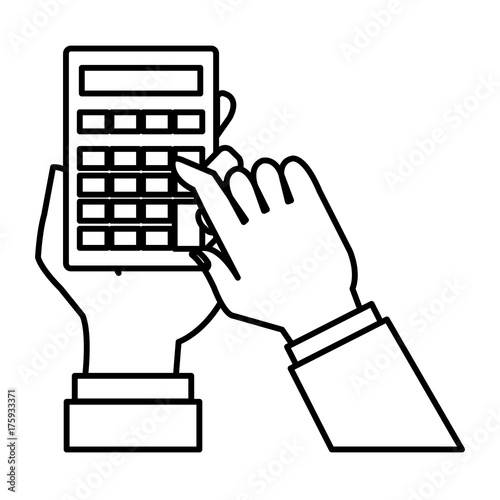 user hand with calculator math isolated icon