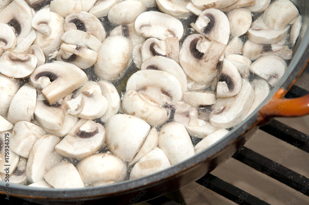 raw fresh mushrooms ready for cooking mushroom soup
