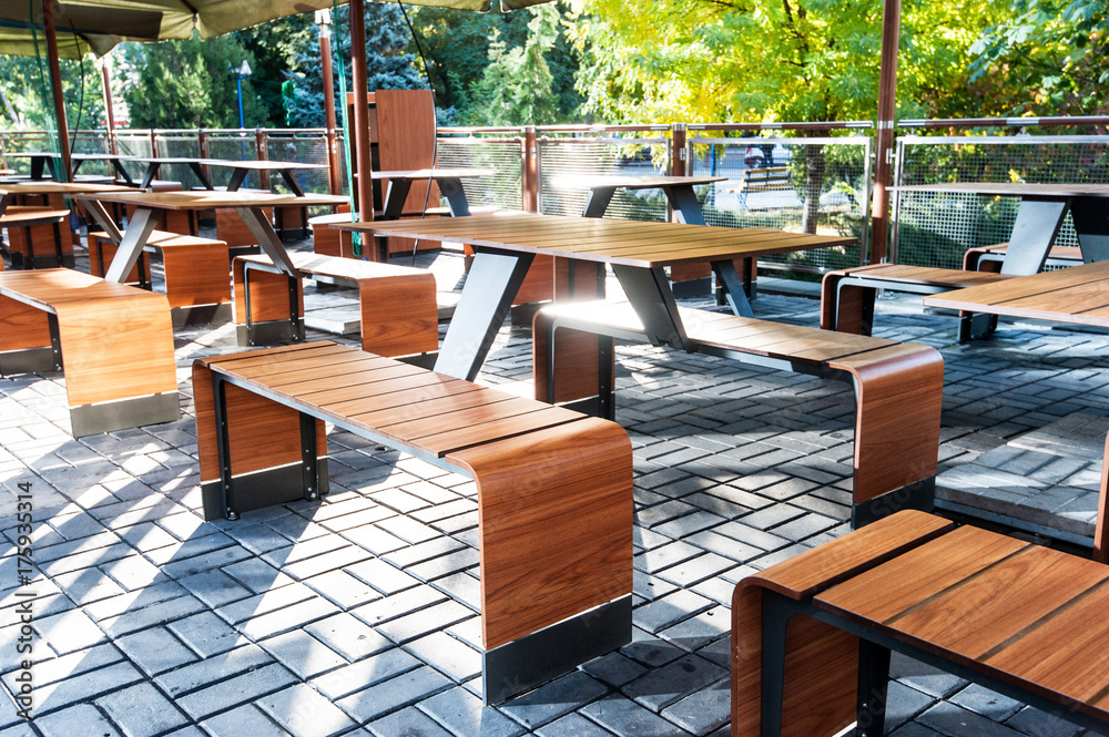 Fototapeta premium Summer terrace early morning.