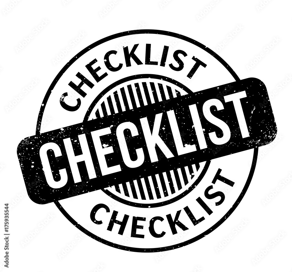 Checklist rubber stamp. Grunge design with dust scratches. Effects can be easily removed for a clean, crisp look. Color is easily changed.