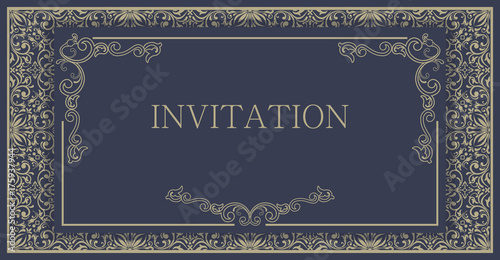 Vector seamless border with swirls and floral motifs in retro style. Element for design. It can be used for decorating of invitations, cards.